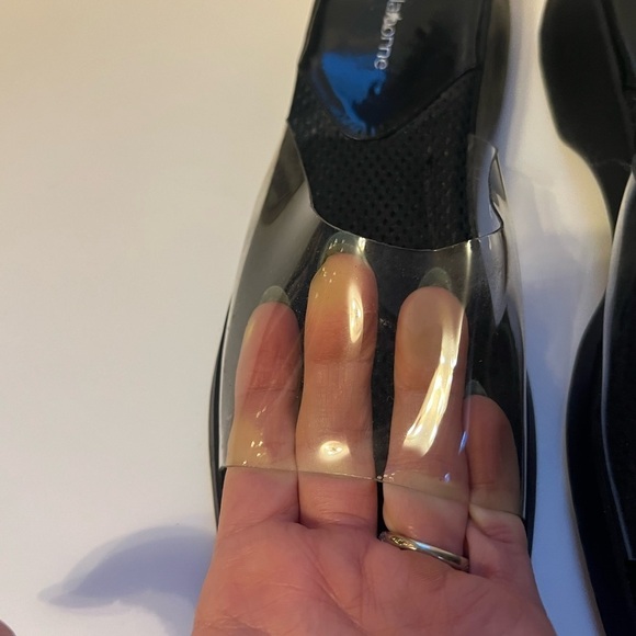 Liz Claiborne Clear Band Black Beach Platform Slides - Picture 7 of 8